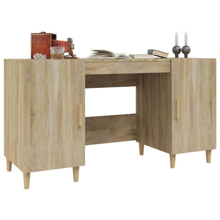 Bureau Chêne sonoma 140x50x75 cm Bois d'ingénierie - Photo n°5