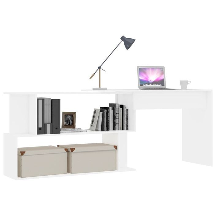 Bureau d'angle Blanc 200x50x76 cm - Photo n°1