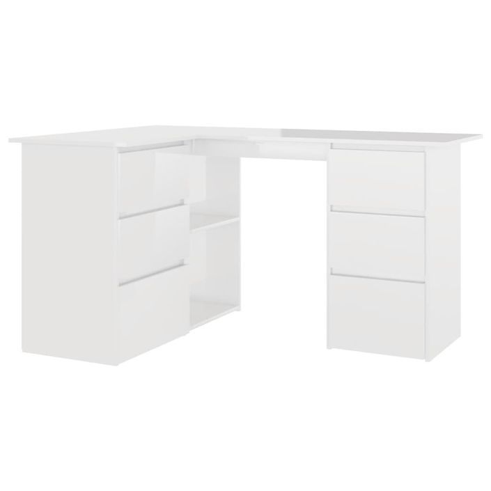 Bureau d'angle Blanc brillant 145x100x76 cm - Photo n°3