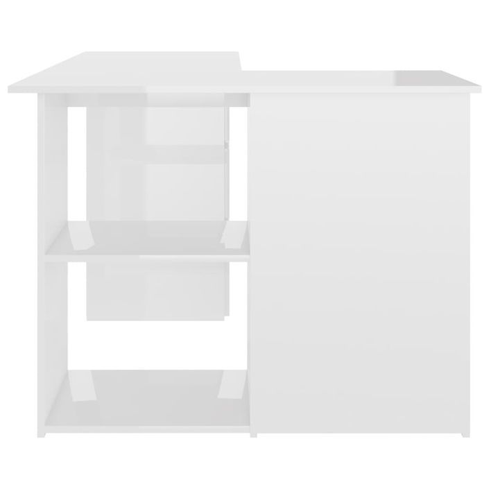 Bureau d'angle Blanc brillant 145x100x76 cm - Photo n°7