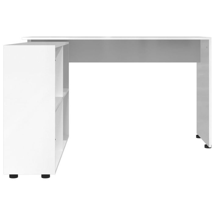 Bureau d'angle Blanc brillant Bois d'ingénierie - Photo n°4