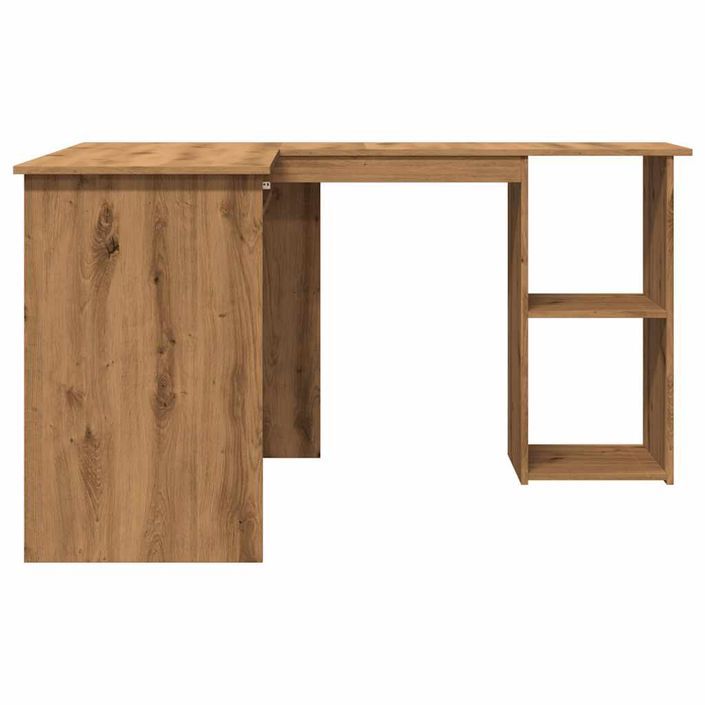 Bureau d'angle chêne artisanal 120x140x75 cm bois d'ingénierie - Photo n°4