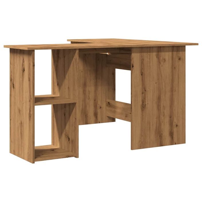 Bureau d'angle chêne artisanal 120x140x75 cm bois d'ingénierie - Photo n°6