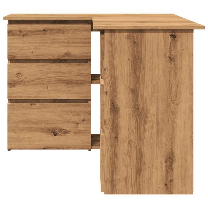 Bureau d'angle chêne artisanal 145x100x76 cm bois d'ingénierie - Photo n°4