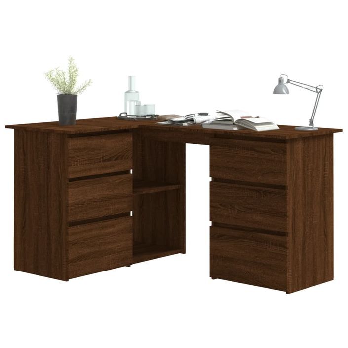 Bureau d'angle Chêne marron 145x100x76 cm Bois d'ingénierie - Photo n°3