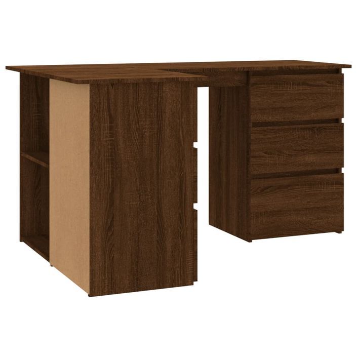 Bureau d'angle Chêne marron 145x100x76 cm Bois d'ingénierie - Photo n°5