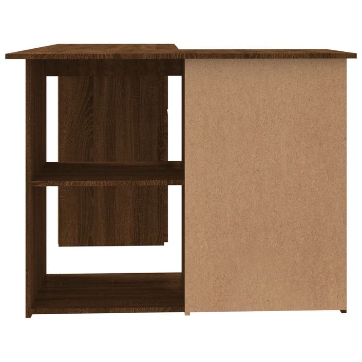 Bureau d'angle Chêne marron 145x100x76 cm Bois d'ingénierie - Photo n°7