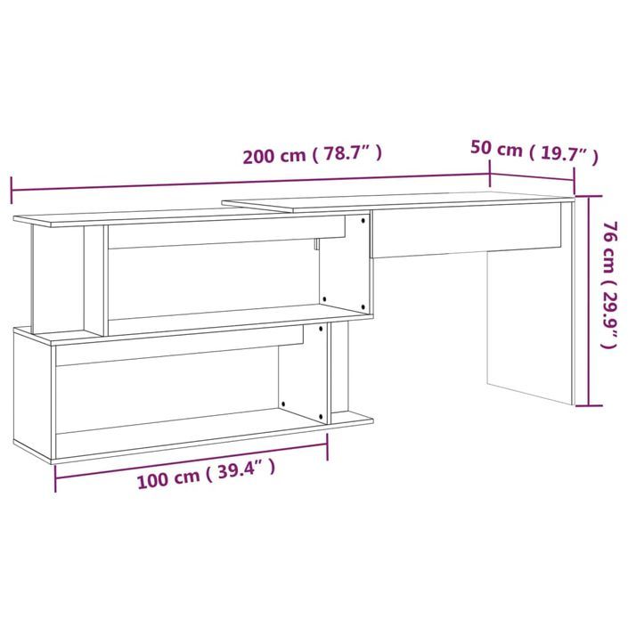 Bureau d'angle Chêne marron 200x50x76 cm Bois d'ingénierie - Photo n°9