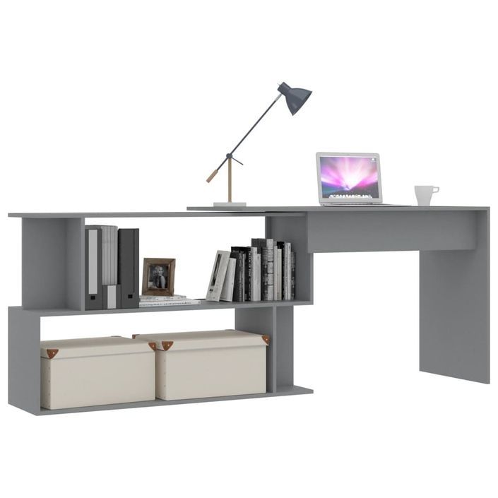 Bureau d'angle Gris 200x50x76 cm - Photo n°1