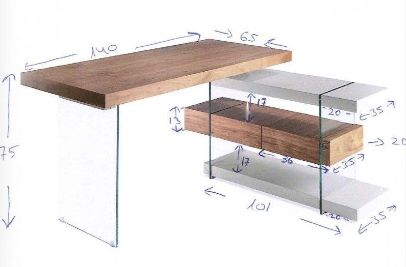 Bureau d'angle noyer et verre trempé Moza - Raffinement et modernité - Photo n°6