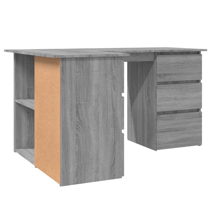 Bureau d'angle Sonoma gris 145x100x76 cm Bois d'ingénierie - Photo n°5