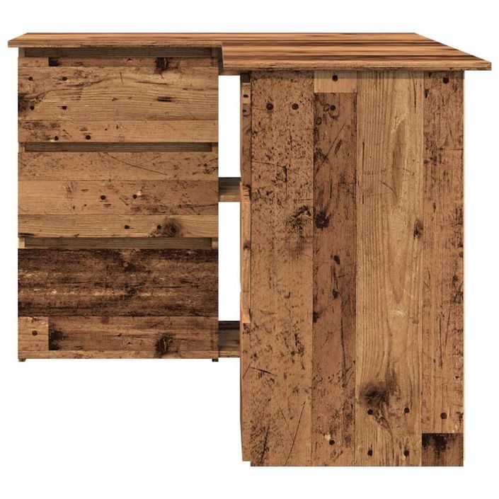 Bureau d'angle vieux bois 145x100x76 cm bois d'ingénierie - Photo n°4