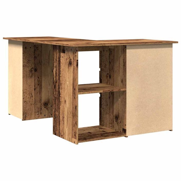 Bureau d'angle vieux bois 145x100x76 cm bois d'ingénierie - Photo n°7