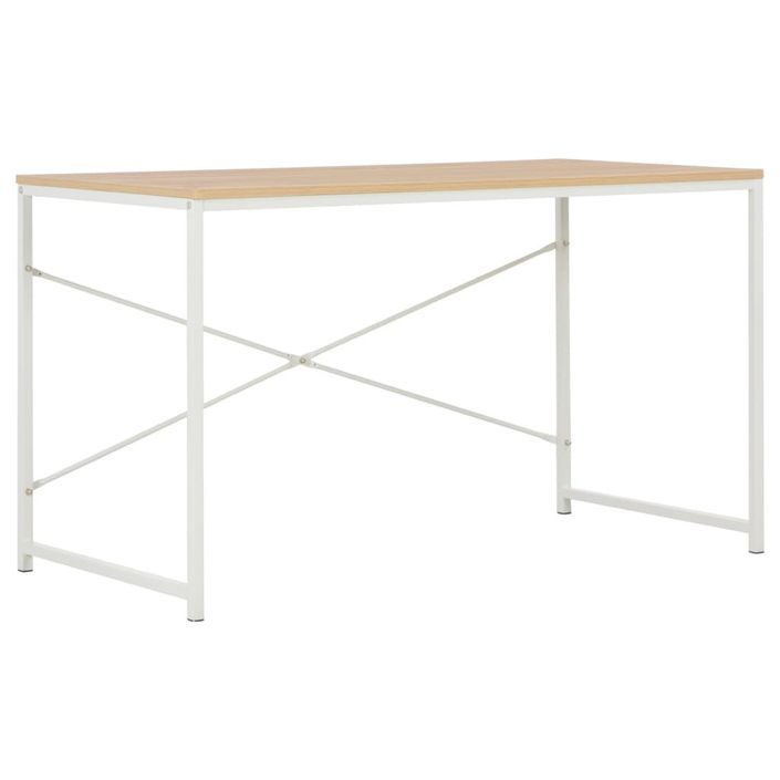 Bureau d'ordinateur Blanc et chêne 120 x 60 x 70 cm - Photo n°2