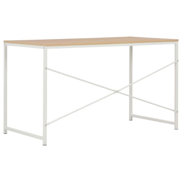 Bureau d'ordinateur Blanc et chêne 120 x 60 x 70 cm - Photo n°4