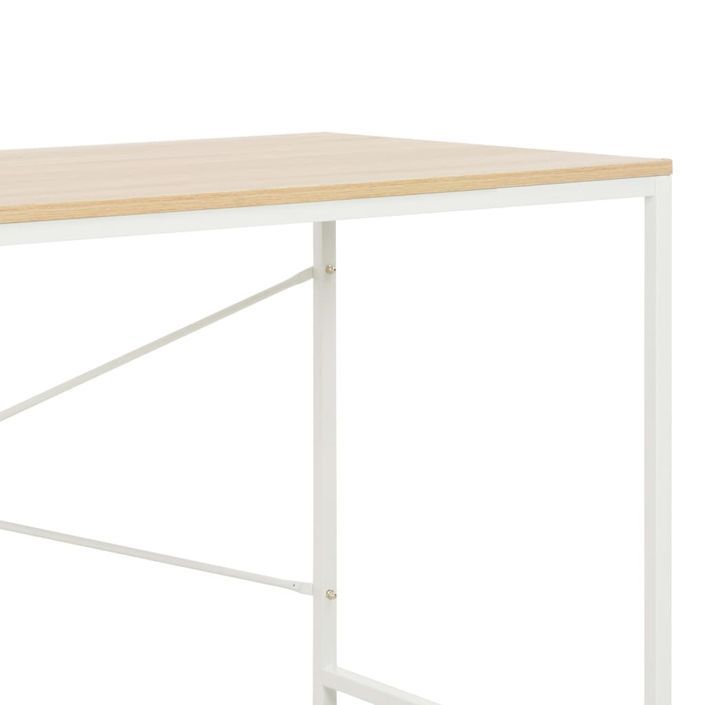 Bureau d'ordinateur Blanc et chêne 120 x 60 x 70 cm - Photo n°5