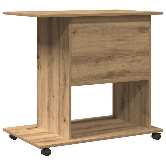 Bureau d'ordinateur chêne artisanal 80x50x75 cm bois ingénierie - Photo n°6