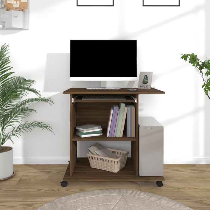 Bureau d'ordinateur Chêne marron 80x50x75 cm Bois d'ingénierie - Photo n°1