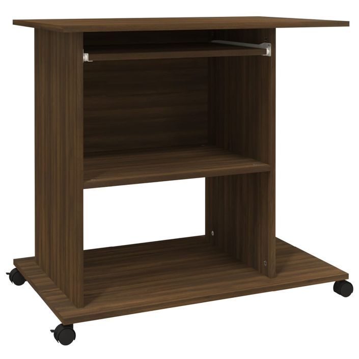 Bureau d'ordinateur Chêne marron 80x50x75 cm Bois d'ingénierie - Photo n°2