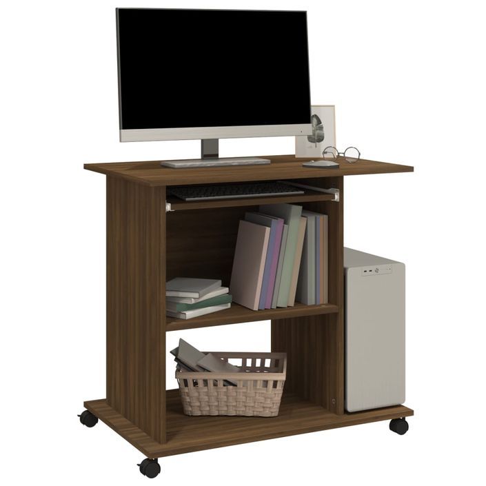 Bureau d'ordinateur Chêne marron 80x50x75 cm Bois d'ingénierie - Photo n°4