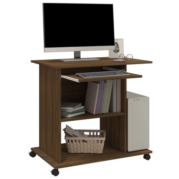 Bureau d'ordinateur Chêne marron 80x50x75 cm Bois d'ingénierie - Photo n°5