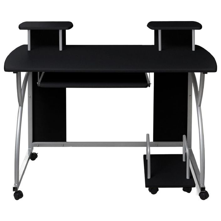 Bureau d'ordinateur Noir 110x52x88,5 cm Bois d’ingénierie - Photo n°2