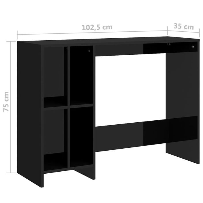 Bureau d'ordinateur portable Noir brillant 102,5x35x75 cm - Photo n°6