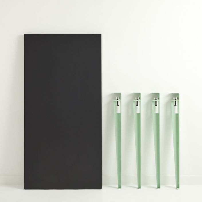 Bureau elegant bois anthracite et acier vert menthe Brika 120 cm - Photo n°4