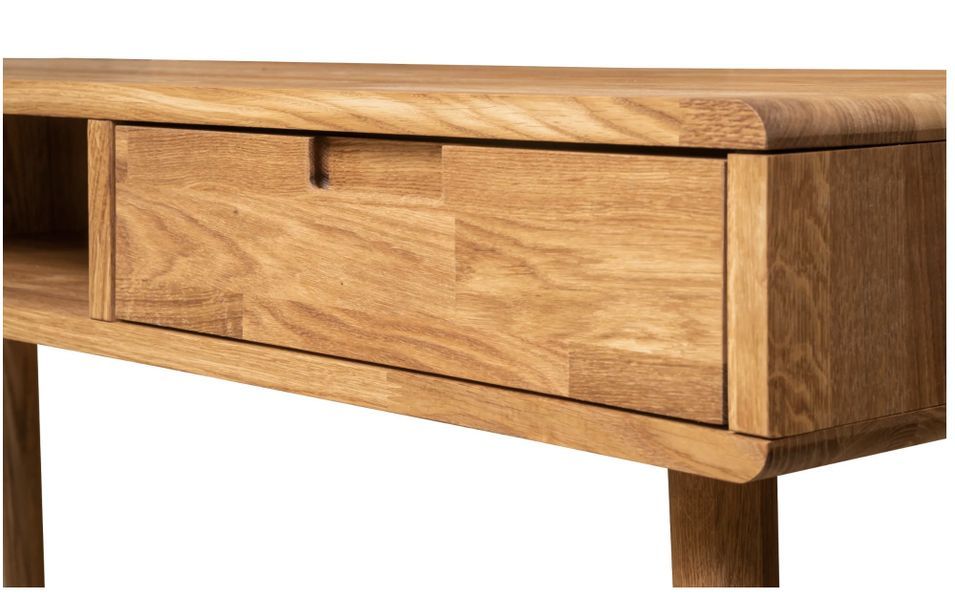Bureau en bois de chêne massif avec 2 tiroirs Kundy 140 cm - Photo n°5