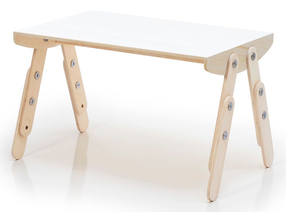 Bureau enfant réglable laqué blanc et bois clair Milky - Photo n°1