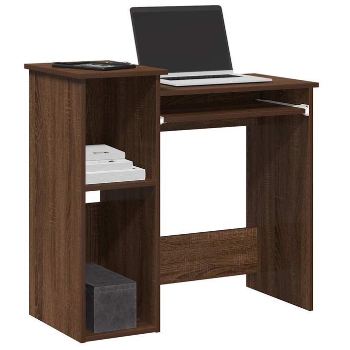 Bureau et étagères chêne marron 84x40x78 cm bois d'ingénierie - Photo n°1