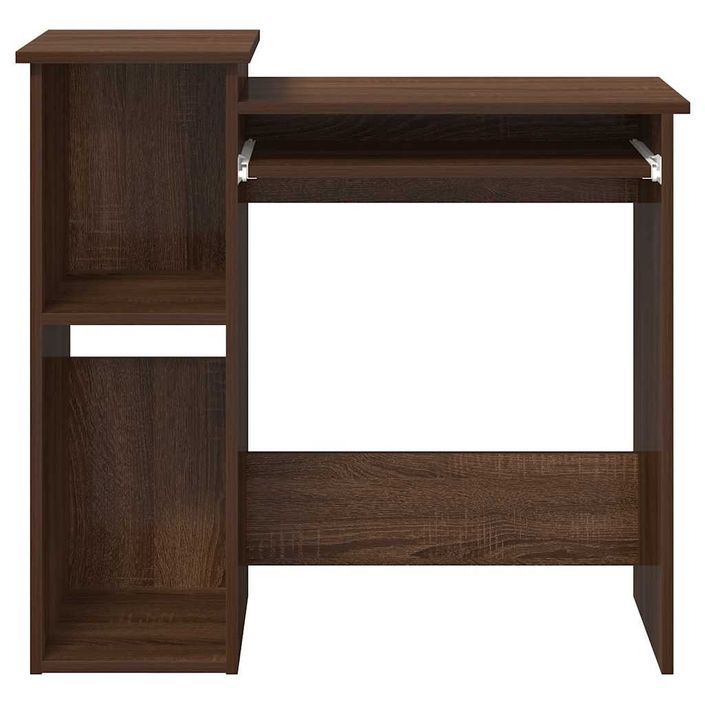 Bureau et étagères chêne marron 84x40x78 cm bois d'ingénierie - Photo n°5