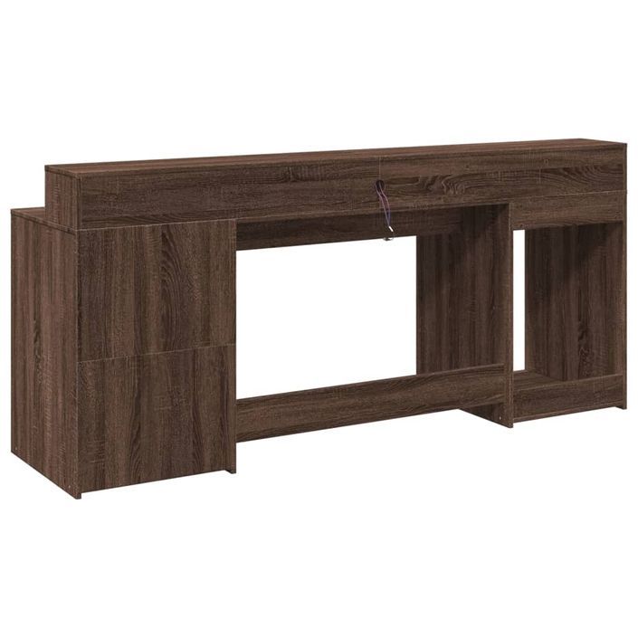 Bureau et lumières LED chêne marron bois d'ingénierie - Photo n°8