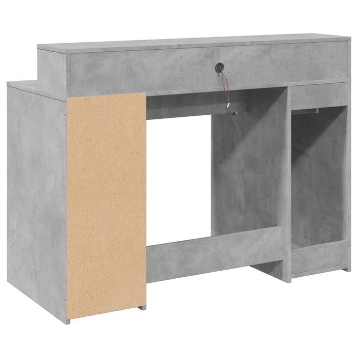 Bureau et lumières LED gris béton 120x55x91cm bois d'ingénierie - Photo n°8