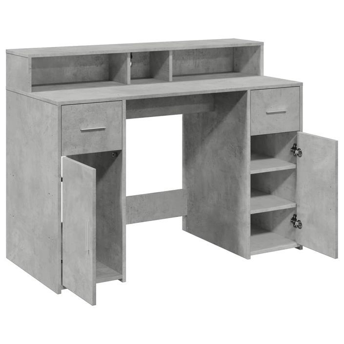 Bureau et lumières LED gris béton 120x55x91cm bois d'ingénierie - Photo n°9