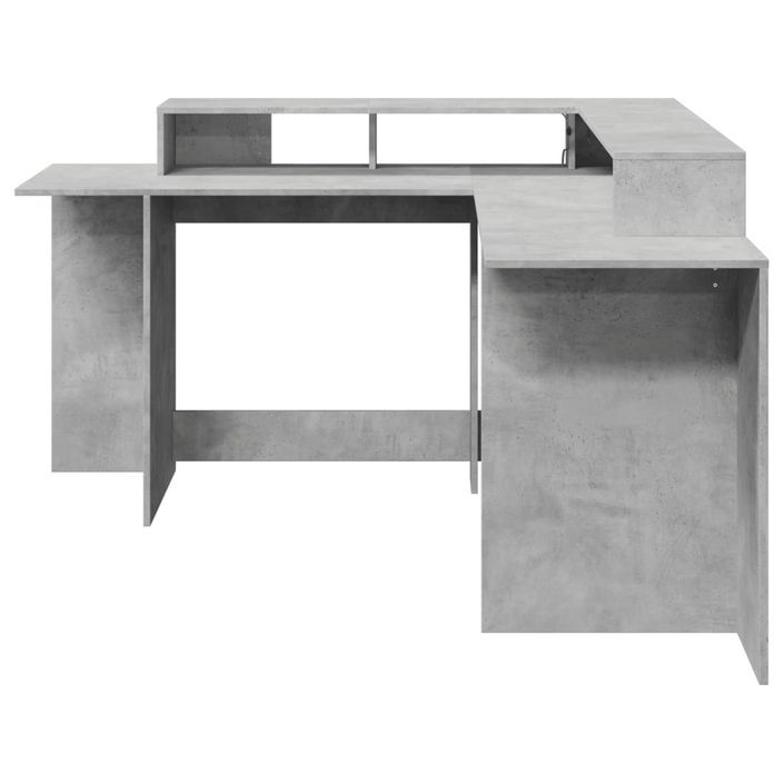 Bureau et lumières LED gris béton 152x152x91cm bois ingénierie - Photo n°6