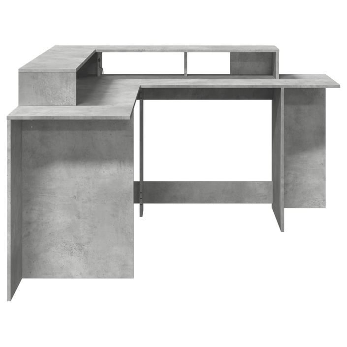 Bureau et lumières LED gris béton 152x152x91cm bois ingénierie - Photo n°7