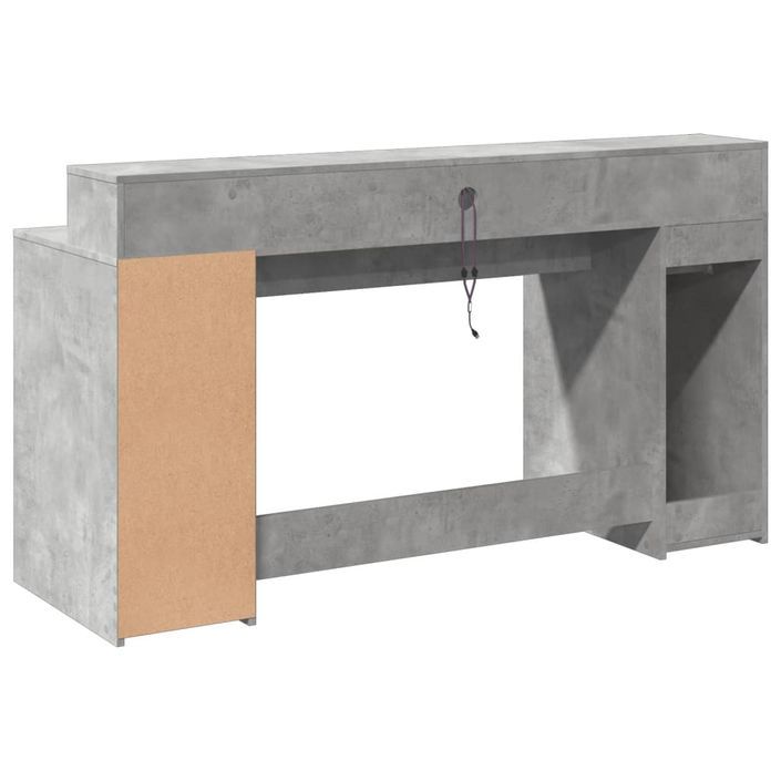 Bureau et lumières LED gris béton 160x55x91cm bois d'ingénierie - Photo n°8