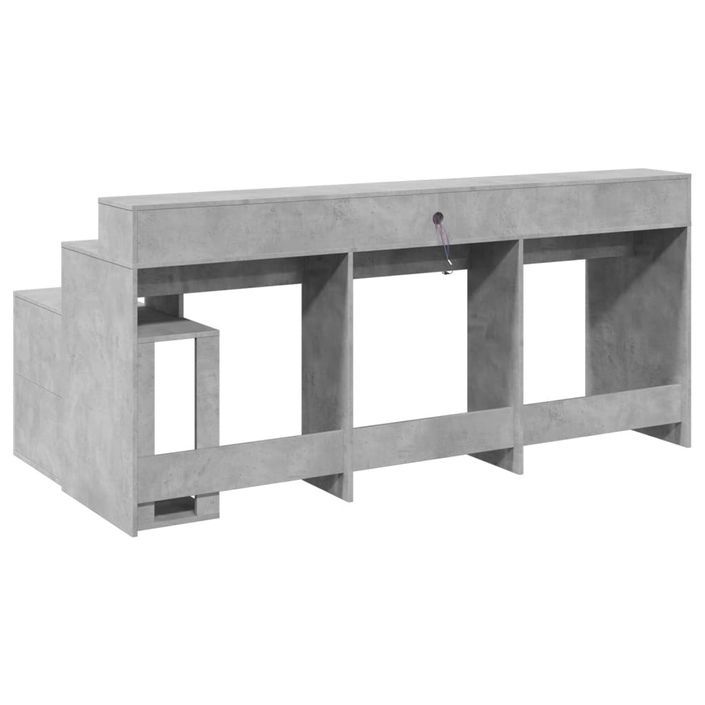 Bureau et lumières LED gris béton 200x104x91cm bois ingénierie - Photo n°8