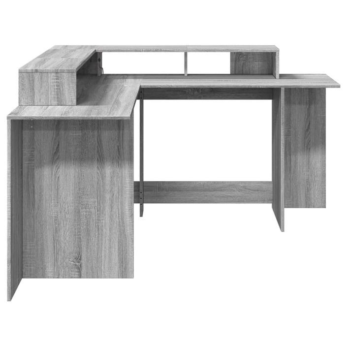 Bureau et lumières LED sonoma gris 152x152x91cm bois ingénierie - Photo n°7