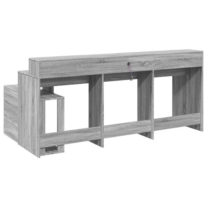 Bureau et lumières LED sonoma gris 200x104x91cm bois ingénierie - Photo n°8