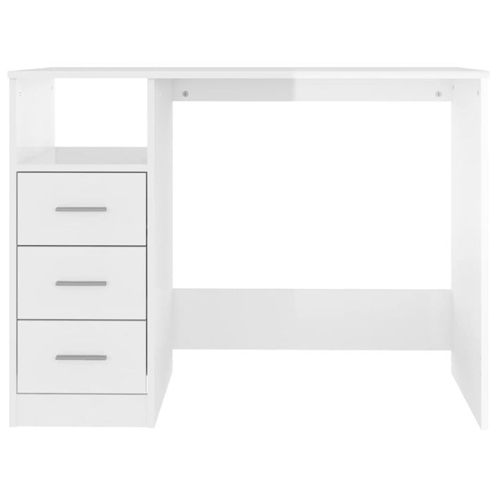 Bureau et tiroirs Blanc brillant 102x50x76 cm Bois d'ingénierie - Photo n°6