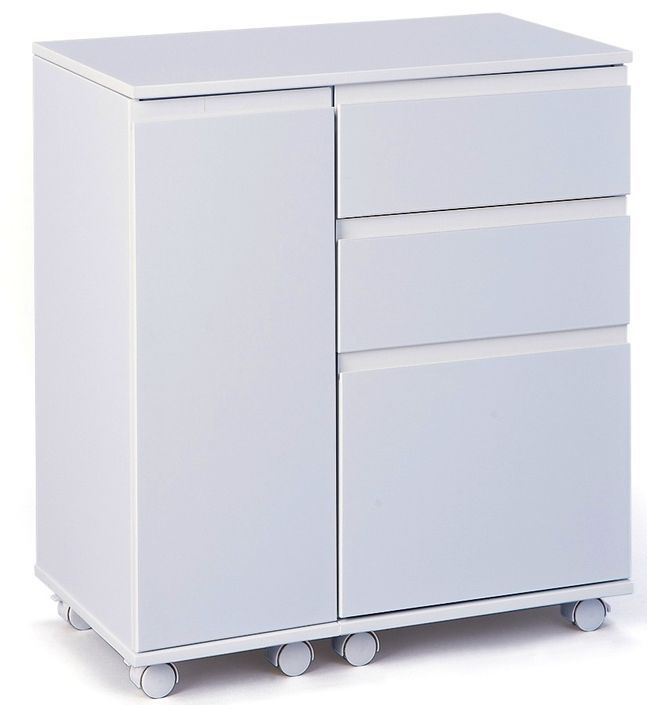 Bureau extensible 1 porte 3 tiroirs laqué blanc Elias - Photo n°2