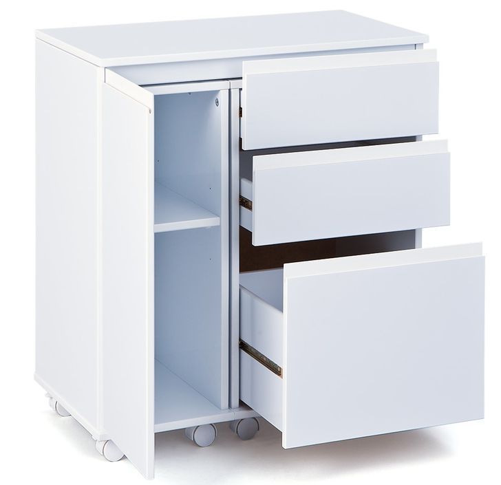 Bureau extensible 1 porte 3 tiroirs laqué blanc Elias - Photo n°3
