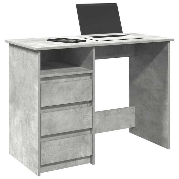 Bureau gris béton 102x50x75 cm bois d'ingénierie - Photo n°1