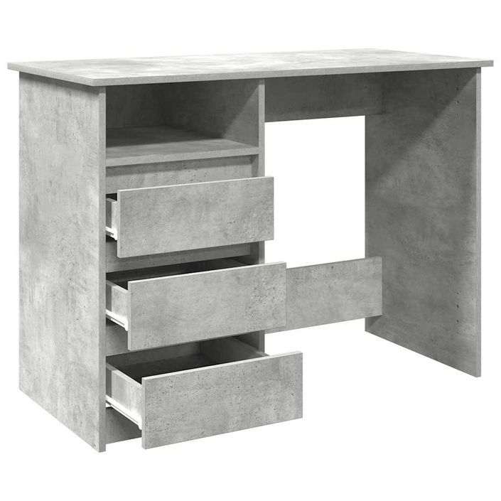 Bureau gris béton 102x50x75 cm bois d'ingénierie - Photo n°4