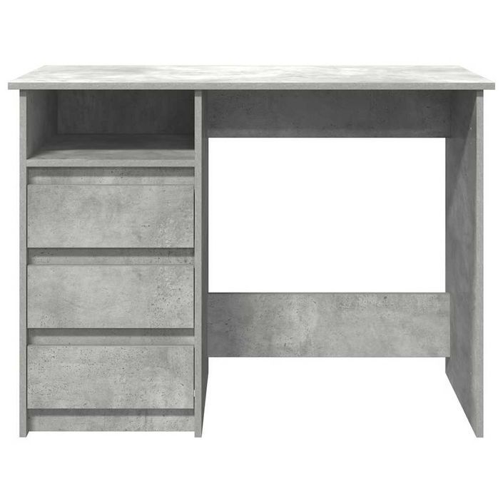 Bureau gris béton 102x50x75 cm bois d'ingénierie - Photo n°5