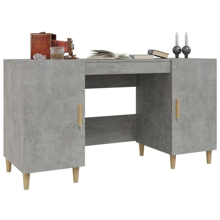 Bureau Gris béton 140x50x75 cm Bois d'ingénierie - Photo n°4