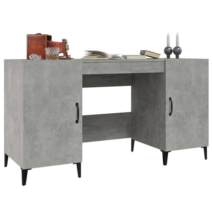 Bureau Gris béton 140x50x75 cm Bois d'ingénierie - Photo n°4