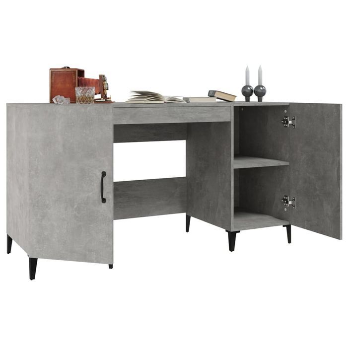 Bureau Gris béton 140x50x75 cm Bois d'ingénierie - Photo n°5